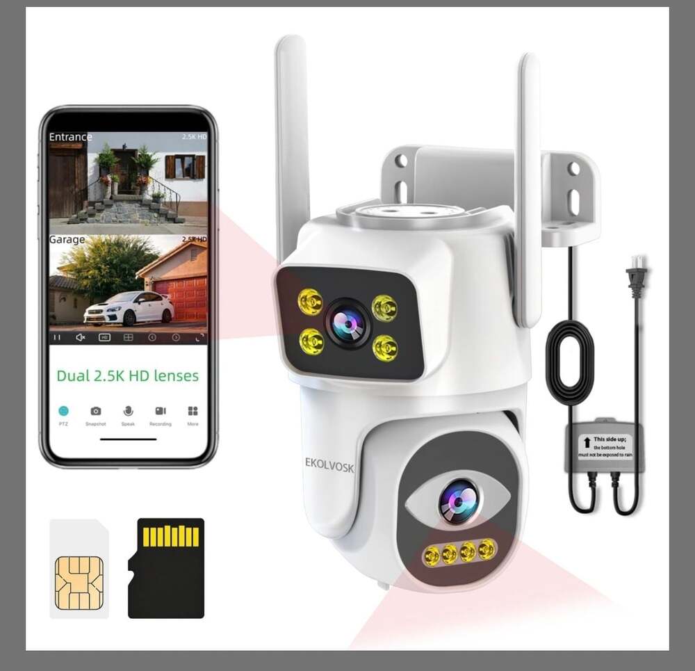EKOLVOSK Dual Lens 2.5K HD WiFi Security Camera